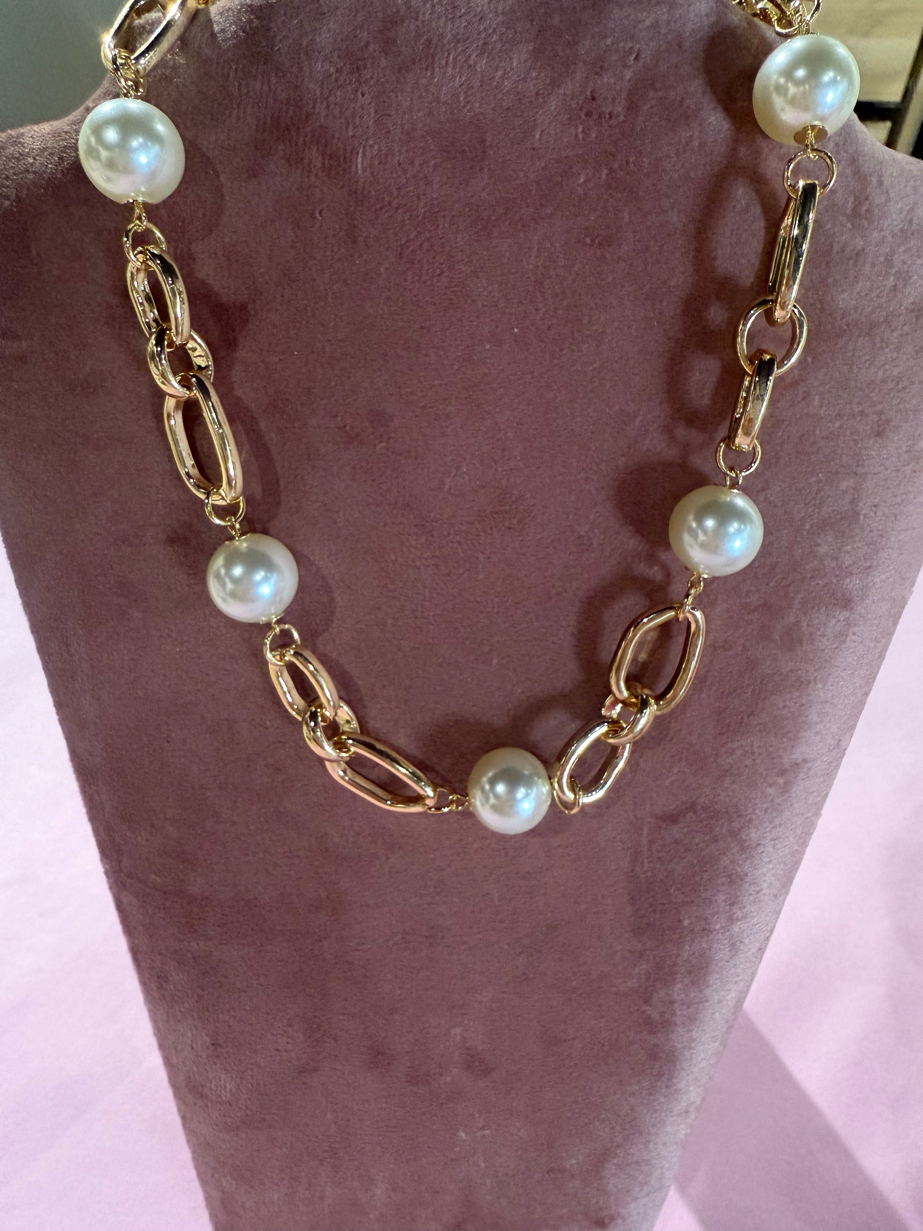 Ketting Pearl goud Kort